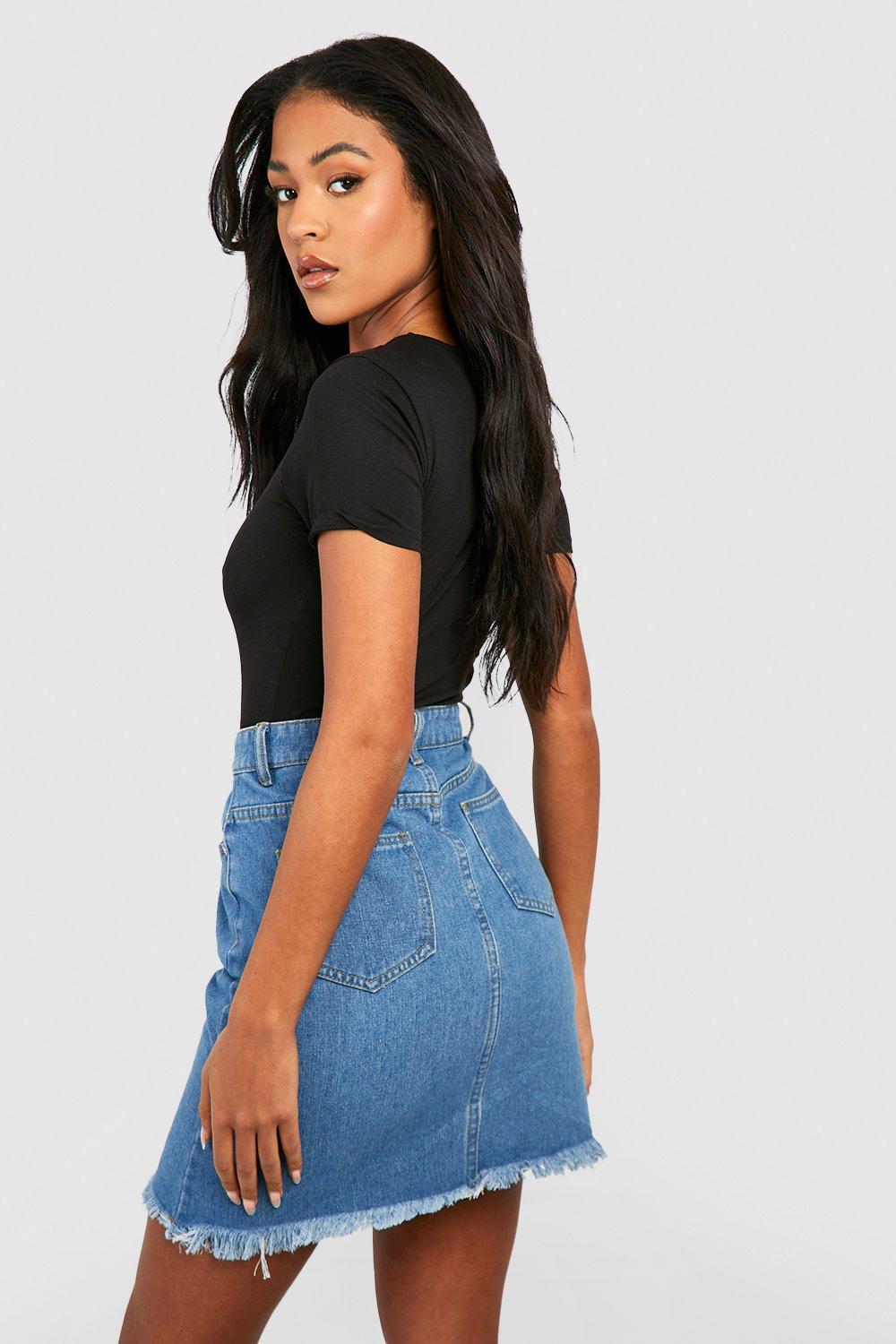 Khaki superstretch clearance denim mini skirt